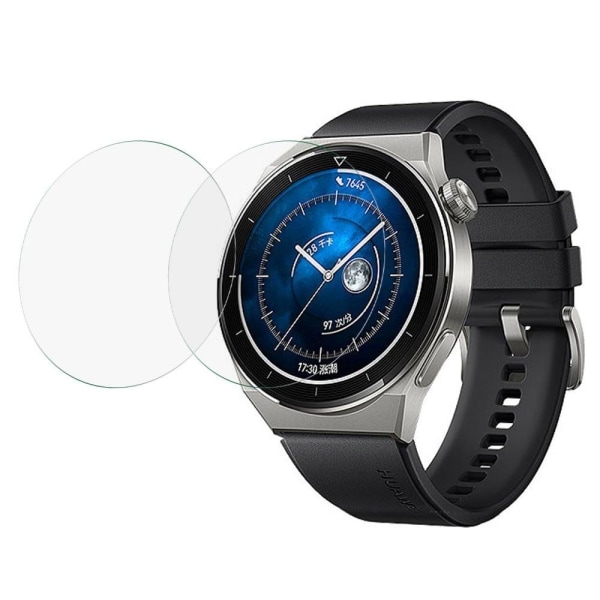 2Pcs Huawei Watch GT 3 Pro 46mm arc edge tempered glass screen protector Transparent