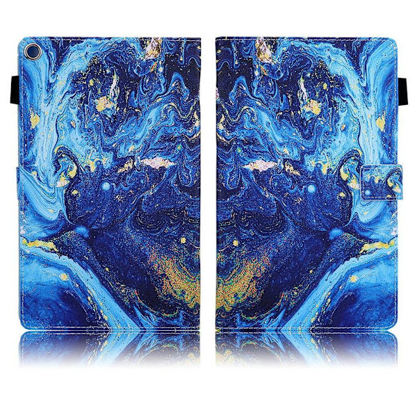 Amazon Fire Hd 8 (2017) Unique Mønster Lær Flippetui - Special Grain Blue