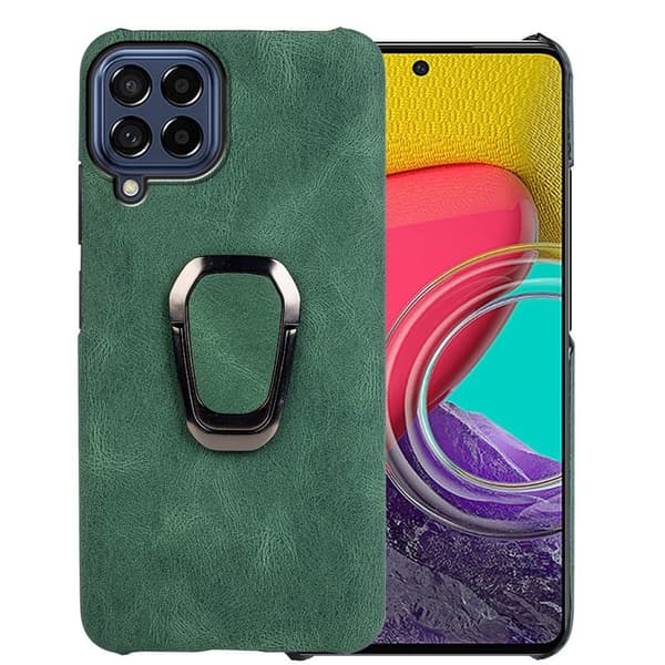 Stötsäkert läderfodral med oval kickstand för Samsung Galaxy M53 5G - Grön Grön