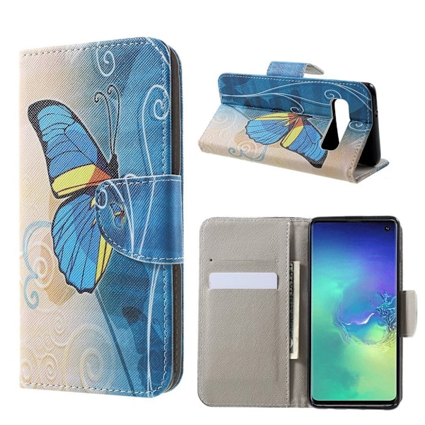 Butterfly läder Samsung Galaxy S10 fodral - Blå Blå