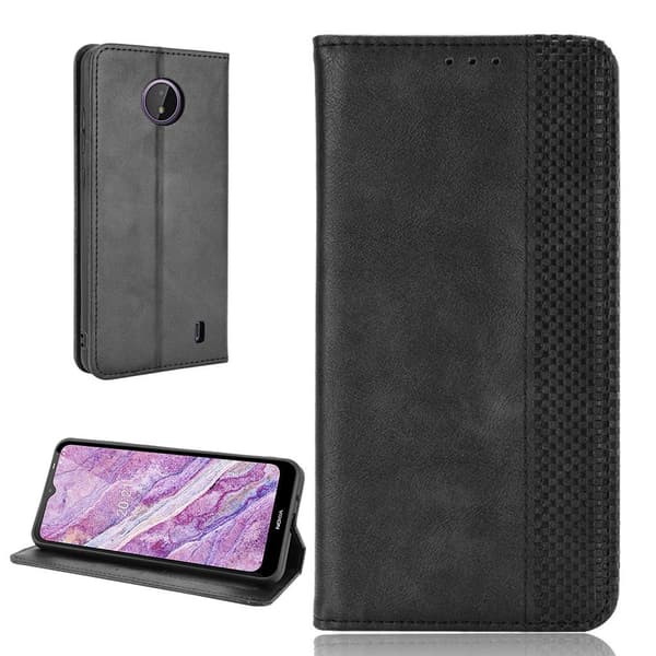 Bofink Vintage Nokia C10 / Nokia C20 læderetui - Sort Black