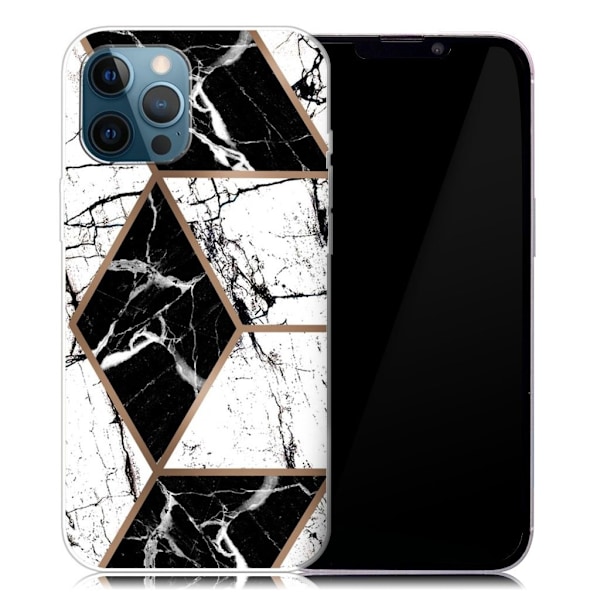 Marble design iPhone 13 Pro cover - Sort Og Hvid Diamant Multicolor