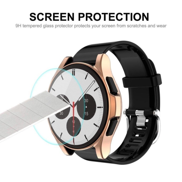 ENKAY Samsung Galaxy Watch 4 Classic (42mm) TPU suojakuori + karkaistua lasia näytönsuoja - Ruusukulta Pink