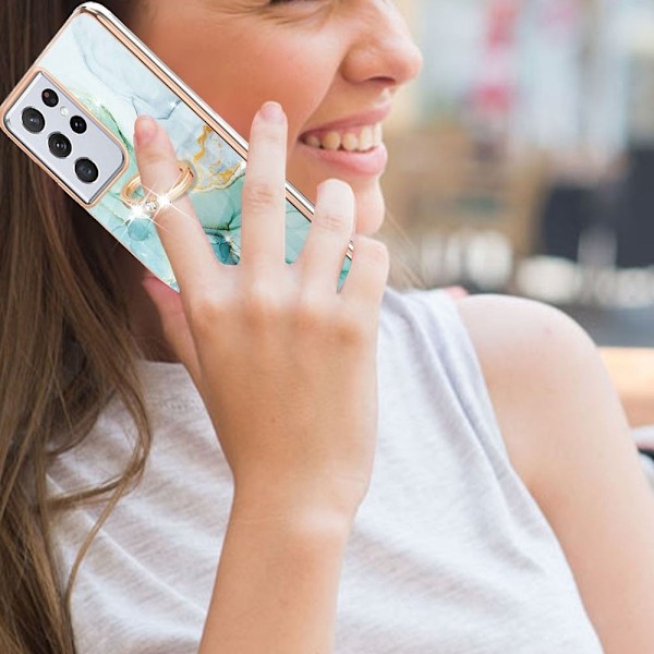 Marmormotiv Samsung Galaxy S21 Ultra 5G skal - Grön Marmor Dimma Grön