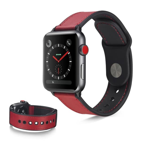 Apple Watch Series 6 / 5 44mm elegant læder rem - rød Red