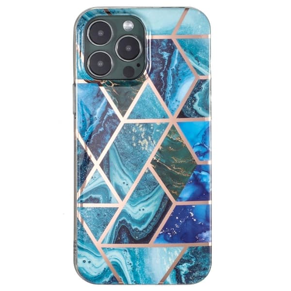 Marble iPhone 15 Pro Etui - Blå / Grønn Klinkekule Blue