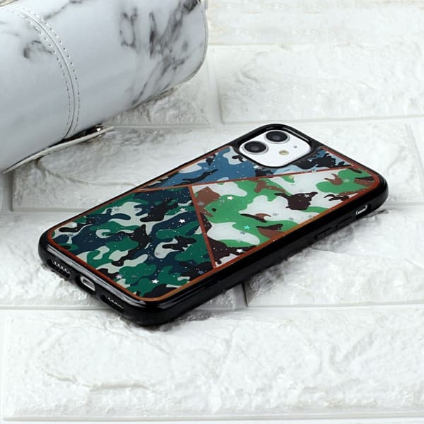 Marmormotiv iPhone 11 Pro skal - Trippel-Kamouflagemönster Grön