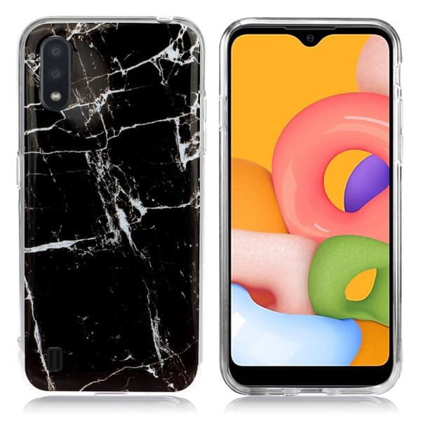 Marble Samsung Galaxy A01 veske - Black Marble Black