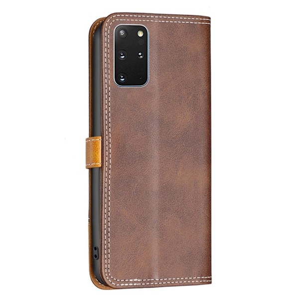 BINFEN to-farvet Samsung Galaxy S20 Plus læderetui - Kaffe Brown