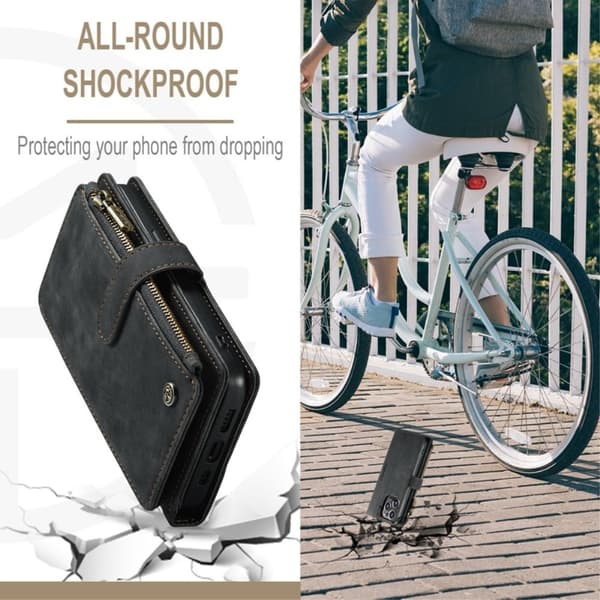 CaseMe iPhone 13 Pro Max etui med lynlås og pung - Sort Black