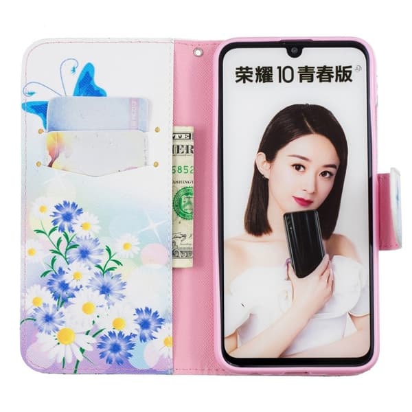 Wonderland Huawei P Smart 2019 flip-etui - Blå Sommerfugler Multicolor