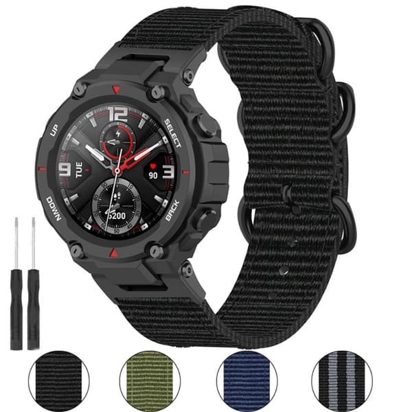 Amazfit T-Rex Pro / T-Rex / Ares klokkerem i nylon - Svart / Grå Black