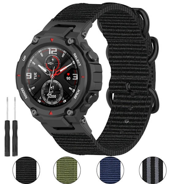Amazfit T-Rex Pro / T-Rex / Ares nylon urrem - Sort / Grå Black