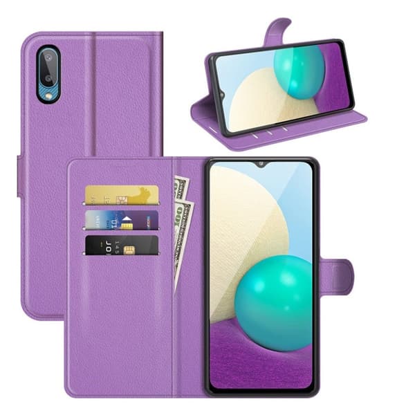 Klassisk Samsung Galaxy A02 flip etui - Lilla Purple