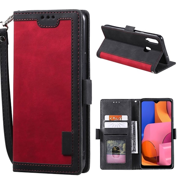 Suburbian läder Samsung Galaxy A20s fodral - Röd Röd