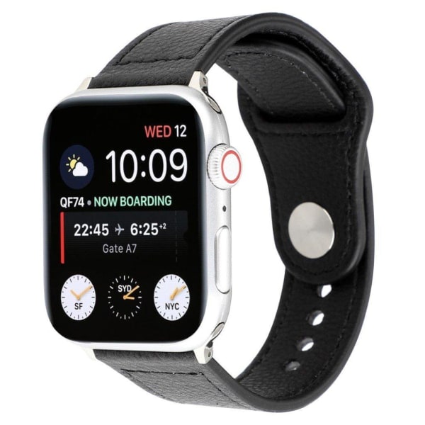 Apple Watch Series 4 40 mm klockarmband med nitspänne i äkta läder - Svart Svart