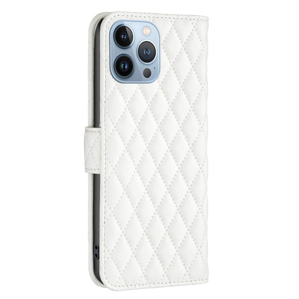 Rhombus mat iPhone 13 Pro flip etui - Hvid White