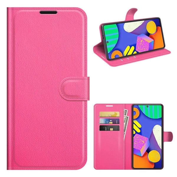 Klassisk Samsung Galaxy F62 flip etui - Rose Pink