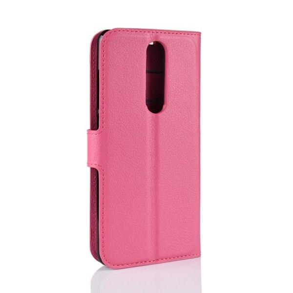 Nokia 5.1 mobilfodral konstläder silikon plånbok stående - Rosenröd Rosa