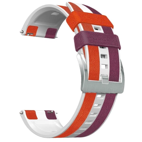 22mm Universal farve splejsning silikone urrem - Lilla / Hvid / Rød Multicolor