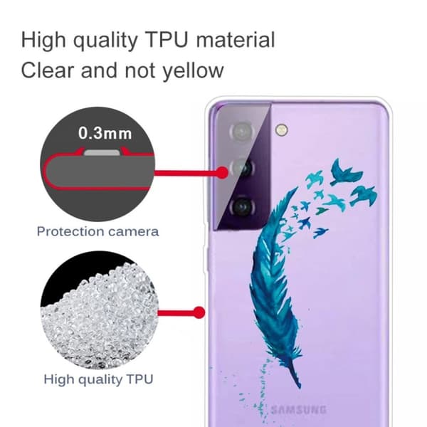 Deco Samsung Galaxy S21 Plus 5G skal - Fjäder Blå