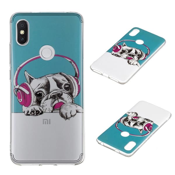 Xiaomi Redmi S2 mobilskal silikon självlysande - Mops bär hörlurar multifärg