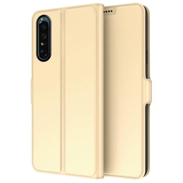 Sileä ja ohut premium-PU-nahkakotelo Sony Xperia 1 IV - Kulta Gold