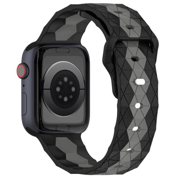 Apple Watch Series 9 41mm silikonerem med fodboldmønster - Sort + Grå Silver grey