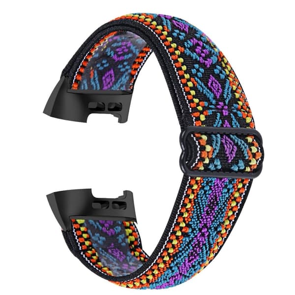 Fitbit Charge 4 / 3 elastisk nylonrem med mønster - Etnisk Multicolor