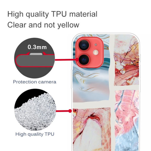 Marmormotiv iPhone 13 Mini skal - Vågig Marmorplatta multifärg