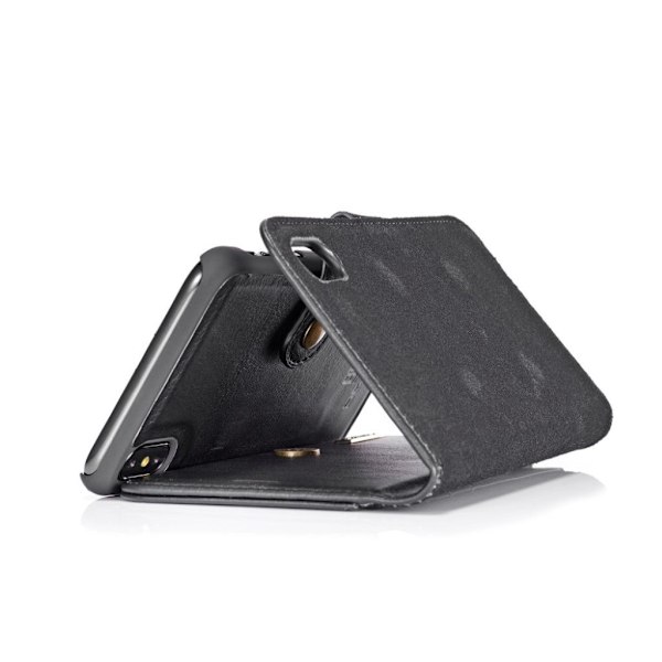 DG.MING iPhone Xs Max 2-i-1 etui med pung - Sort Black