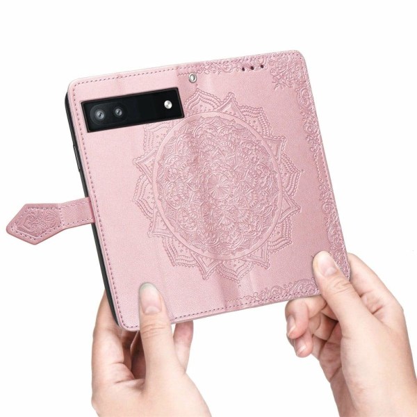 Mandala läder Google Pixel 6a fodral - Rosa Rosa