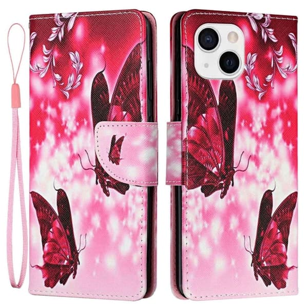 Wonderland iPhone 14 Plus flip etui - To Sommerfugle Red
