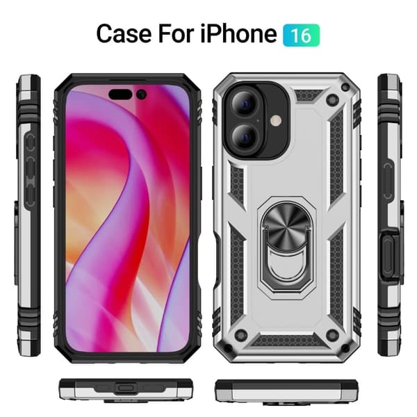 Bofink Combat iPhone 16 deksel - Sølv Silver grey