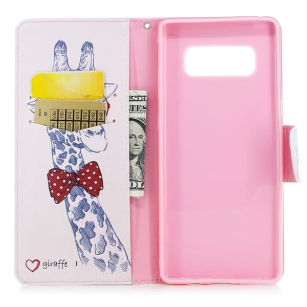 Samsung Galaxy Note 8 Mønster PU Lær Flip Etui - Giraffe Wearing Glasses Multicolor