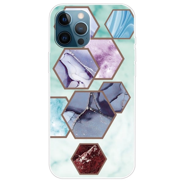 Marble design iPhone 14 Pro cover - Sekskantede Fragmenter I Himmelblå Multicolor