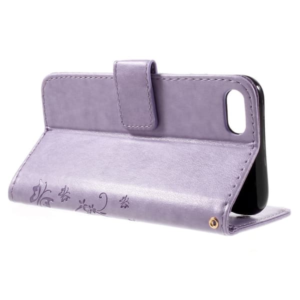 Jensen iPhone 7 / 8 læretui med inngravert mønster - Lilla Purple