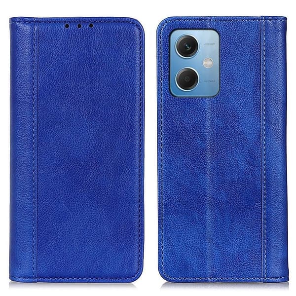 Ekte lærdeksel med magnetisk lukking for Xiaomi Redmi Note 12 - Blå Blue