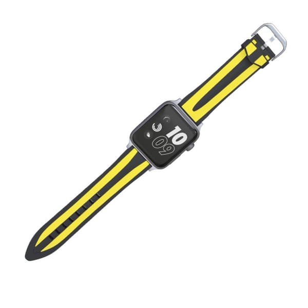 Apple Watch Series 4 40mm dual Striber silikone Urrem - Sort / Gul Black