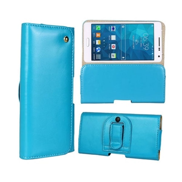 Gaarder Pouch Samsung Galaxy A7 Vyökotelo Aitoa Nahkaa - Vaaleansininen Blue