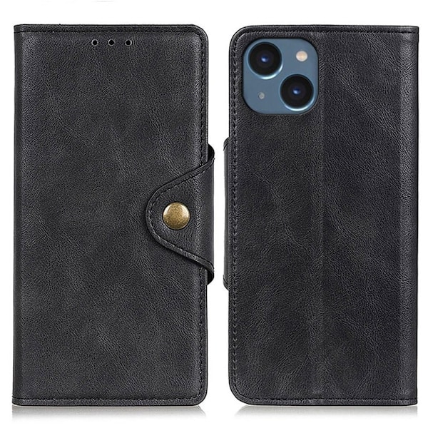 Alpha iPhone 14 flip etui i lær - Svart Black