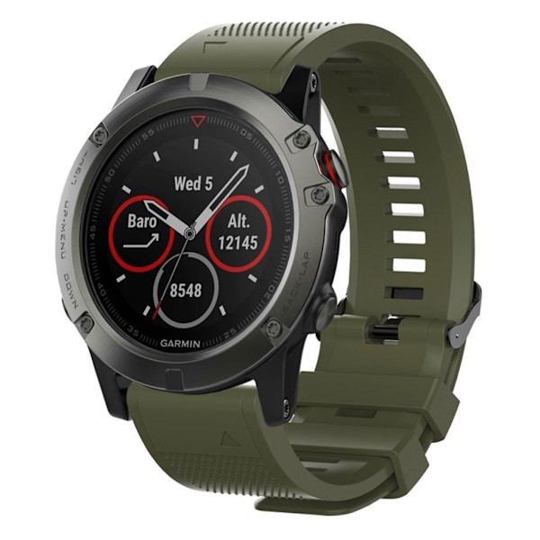 26mm Garmin Fenix 5X / 5X Plus / Fenix 3 / 3 HR silikone Urrem - Militærgrøn Green