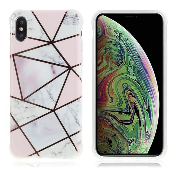 Marble iPhone Xs Max Etui - White og Black Notch Klinkekule White