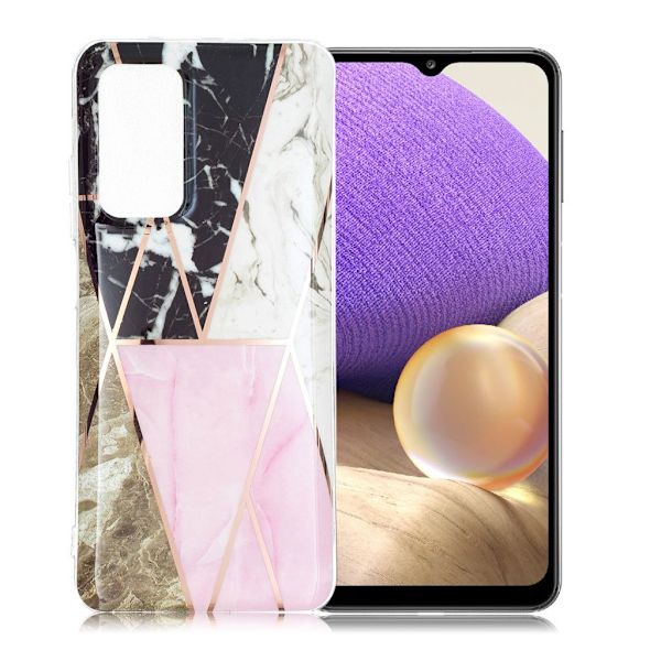 Marble Samsung Galaxy A32 5G Etui - Sort / Hvid / Rose Multicolor