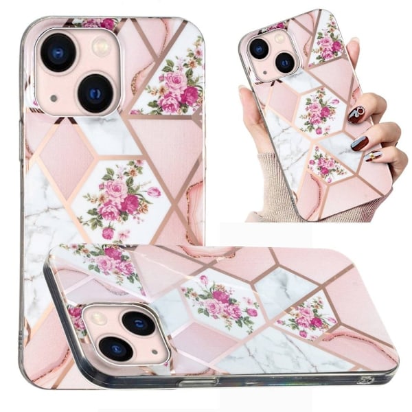Marmormotiv iPhone 14 Plus skal - Rosa / Vit Ros Rosa