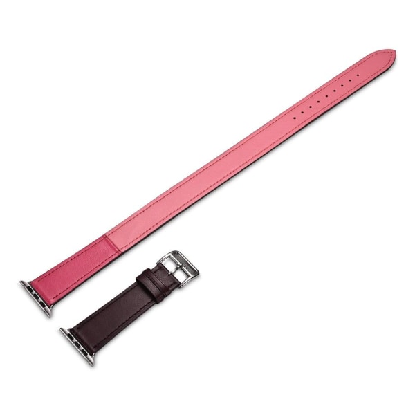 iCarer Trio-Strap Apple Watch Series 5 40mm äkta läderarmband - Kaffe + Ros + Rosa Rosa