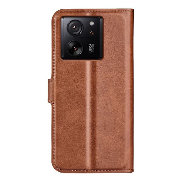Hållbart konstläder Xiaomi 13T fodral med plånbok - Brun Brun