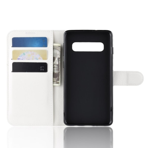 Samsung Galaxy S10 Plus litsi nahkainen flip Suojakotelo - Valkoinen White