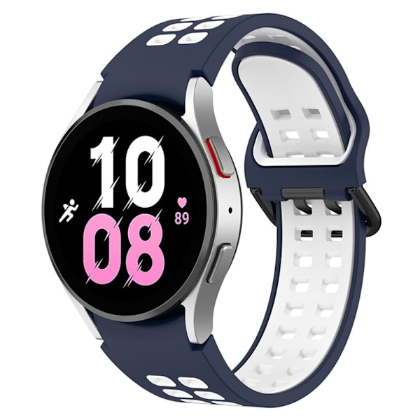 Samsung Galaxy Watch 5 / 4 / 3 (41mm) kaksivärinen silikonikellon hihna - Keskiyön Sininen / Valkoinen Blue