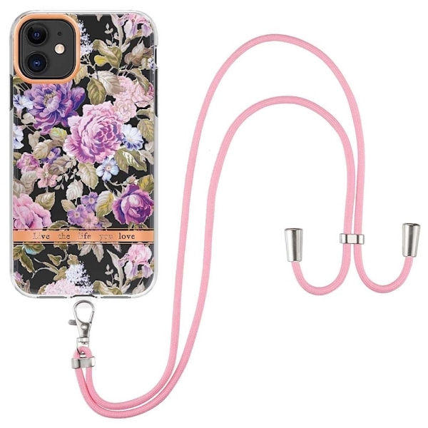 Tunt och tåligt mjukfodral med nyckelband för iPhone 11 - Lila Pion Lila